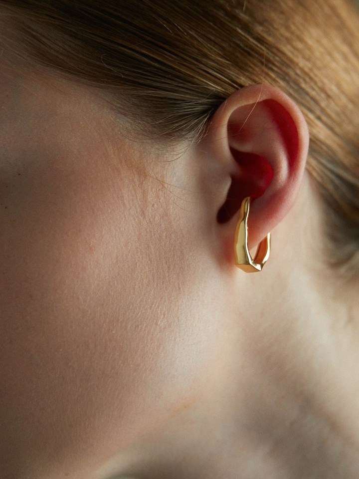 波光曲面耳扣-黃銅