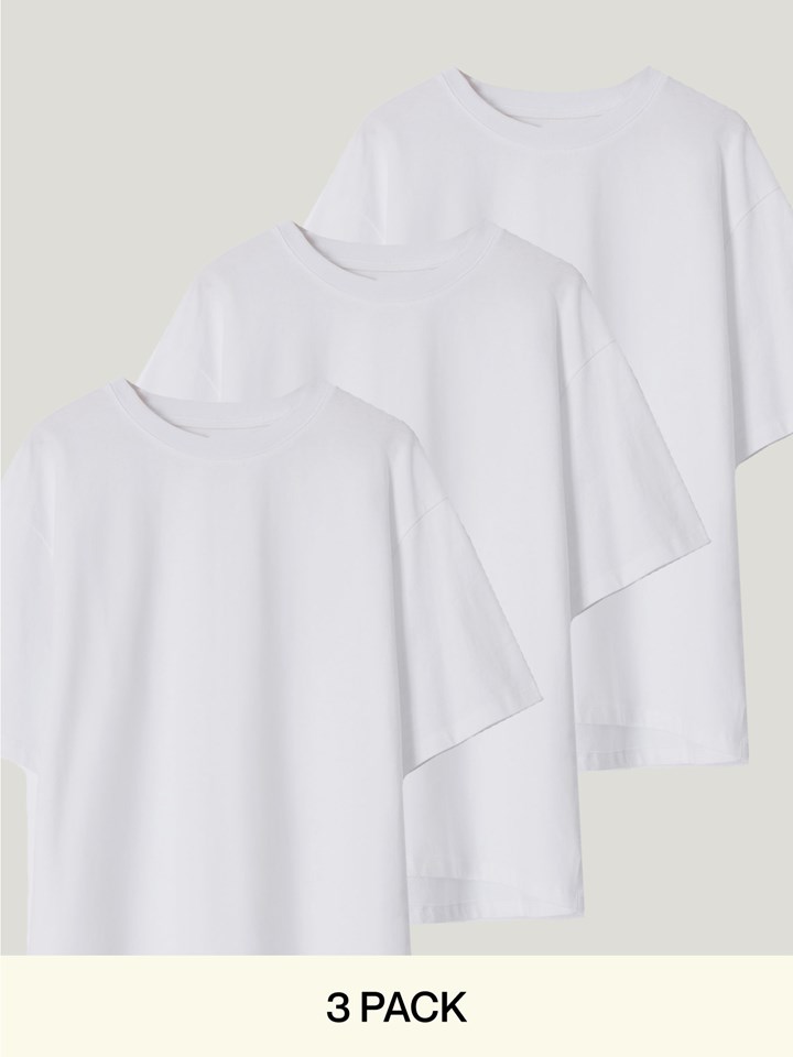 舒適純棉寬版短袖TEE (3件組)