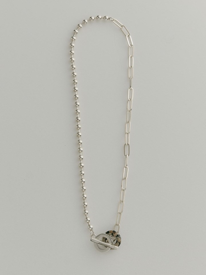 斑點石銀珠項鍊-925純銀